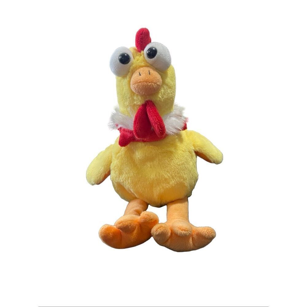 DolliBu Yellow Red Googly Bugged Eyed Rooster Chicken Plush Stuffed Animal 14"